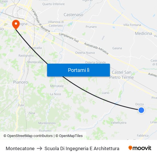 Montecatone to Scuola Di Ingegneria E Architettura map