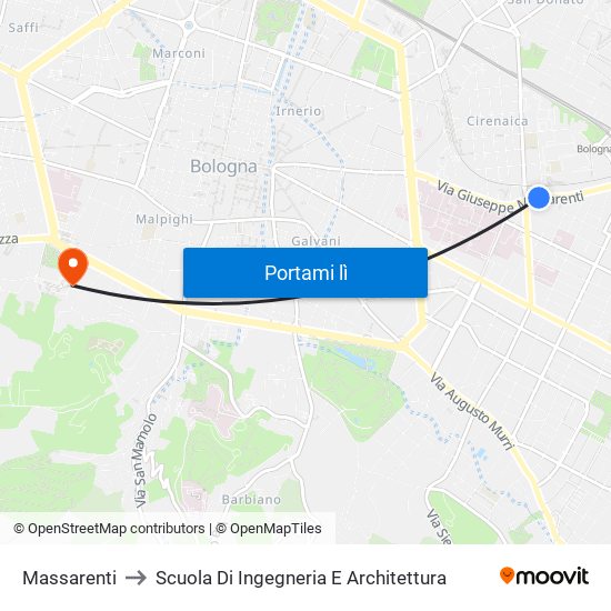 Massarenti to Scuola Di Ingegneria E Architettura map