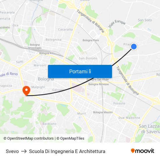 Svevo to Scuola Di Ingegneria E Architettura map