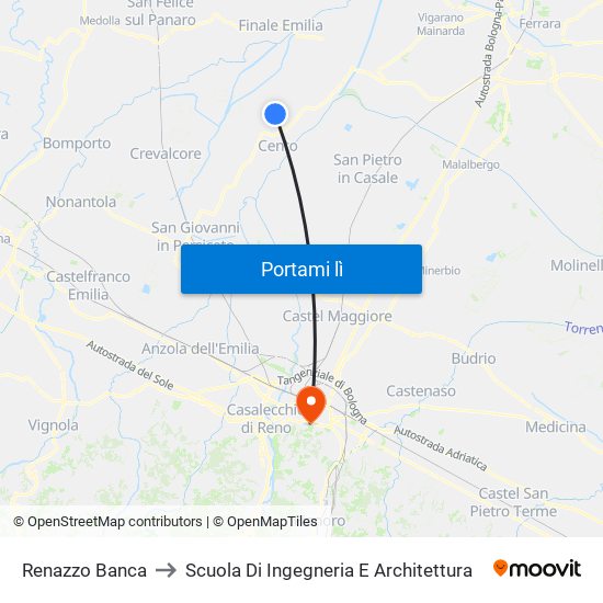 Renazzo Banca to Scuola Di Ingegneria E Architettura map