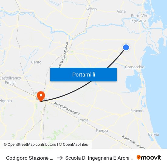 Codigoro Stazione [143] to Scuola Di Ingegneria E Architettura map