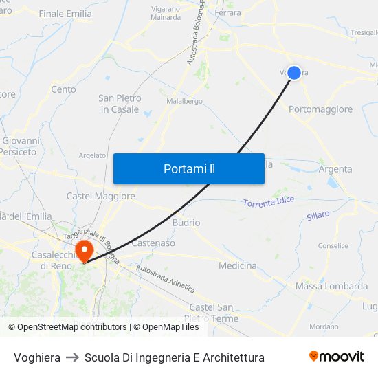 Voghiera to Scuola Di Ingegneria E Architettura map