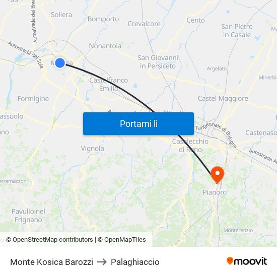 Monte Kosica Barozzi to Palaghiaccio map