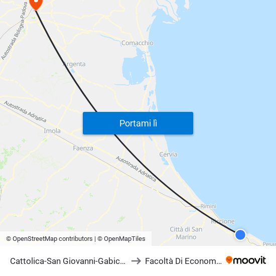 Cattolica-San Giovanni-Gabicce to Facoltà Di Economia map