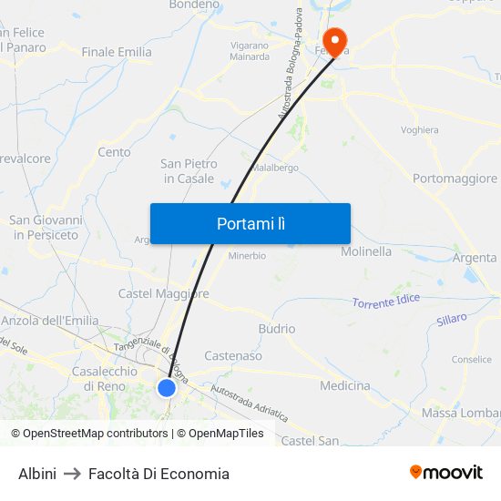 Albini to Facoltà Di Economia map