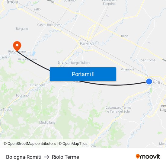 Bologna-Romiti to Riolo Terme map