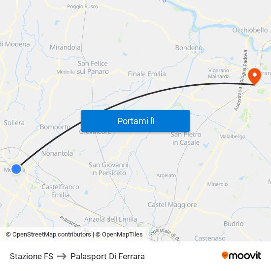 Stazione FS to Palasport Di Ferrara map