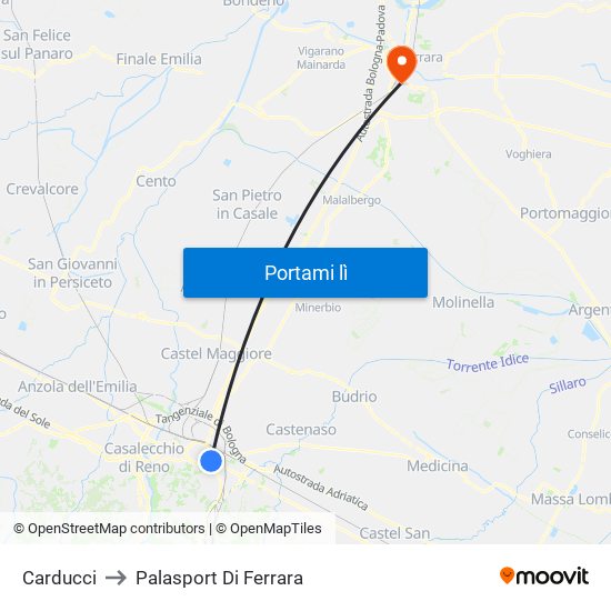 Carducci to Palasport Di Ferrara map