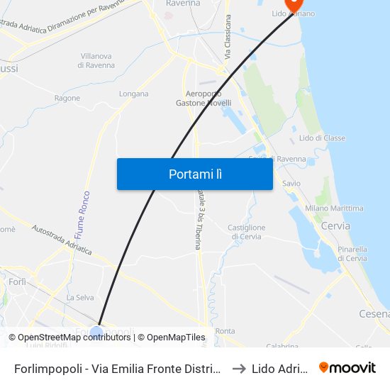 Forlimpopoli - Via Emilia Fronte Distributore to Lido Adriano map