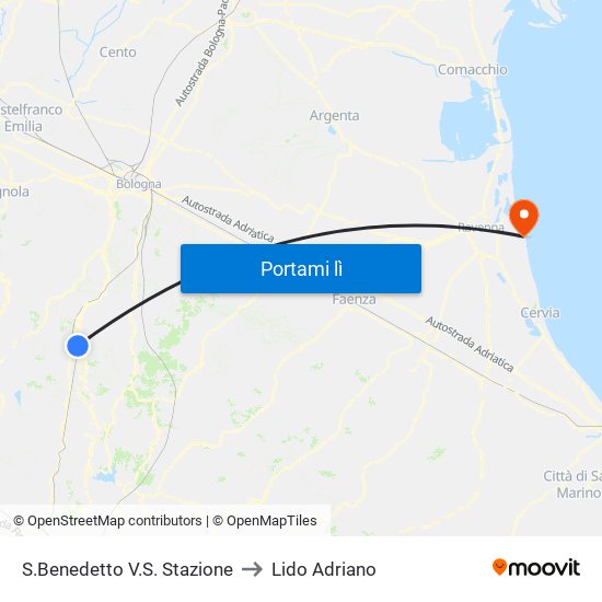 S.Benedetto V.S. Stazione to Lido Adriano map