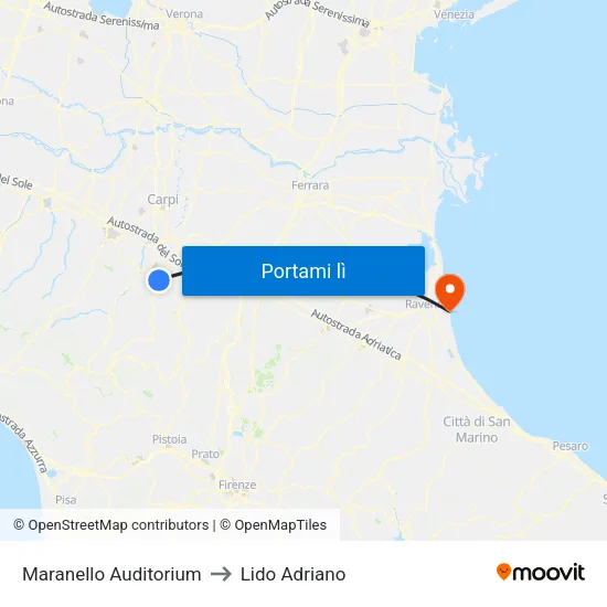 Maranello Auditorium to Lido Adriano map