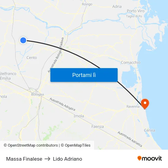 Massa Finalese to Lido Adriano map