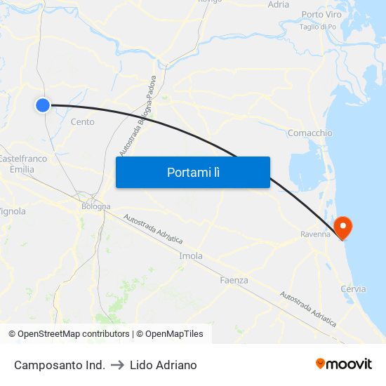 Camposanto Ind. to Lido Adriano map