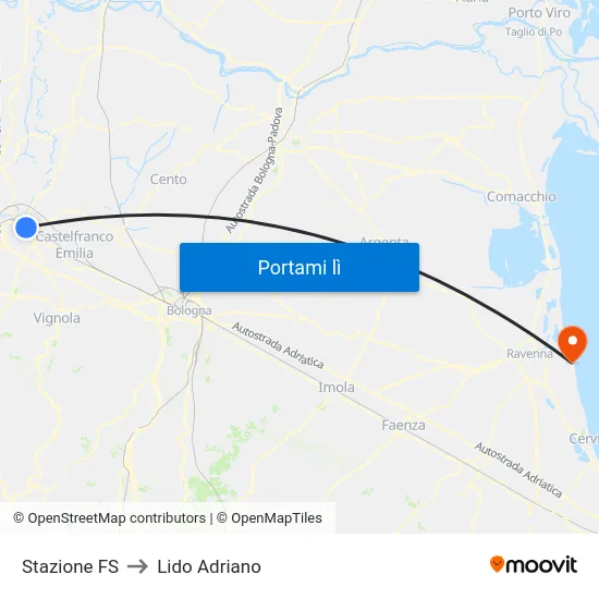 Stazione FS to Lido Adriano map