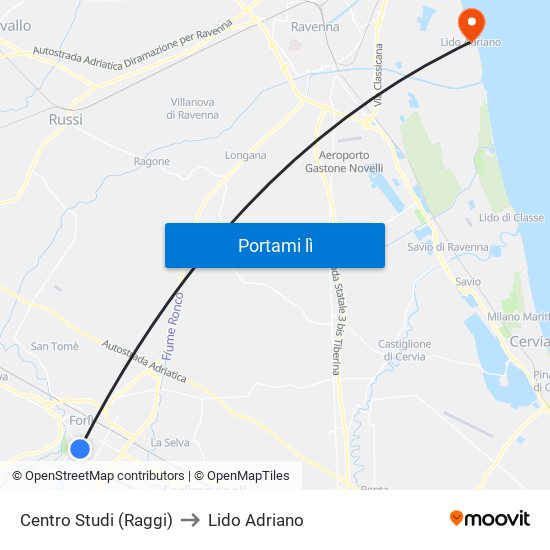 Centro Studi (Raggi) to Lido Adriano map