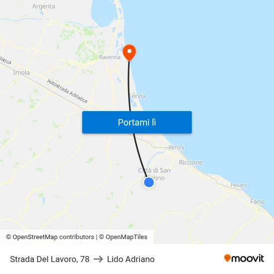 Strada Del Lavoro, 78 to Lido Adriano map