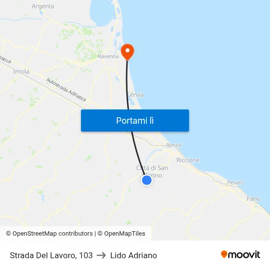 Strada Del Lavoro, 103 to Lido Adriano map