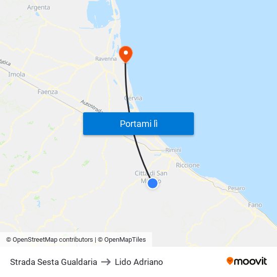 Strada Sesta Gualdaria to Lido Adriano map