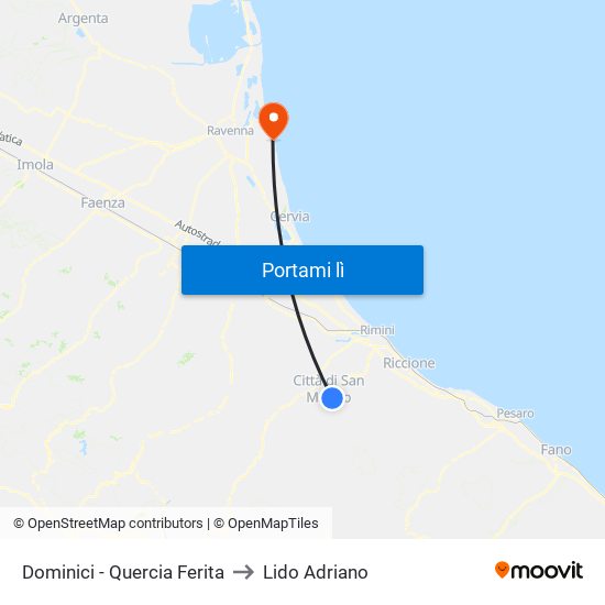 Dominici - Quercia Ferita to Lido Adriano map