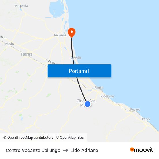 Centro Vacanze Cailungo to Lido Adriano map