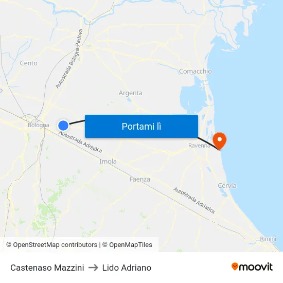 Castenaso Mazzini to Lido Adriano map