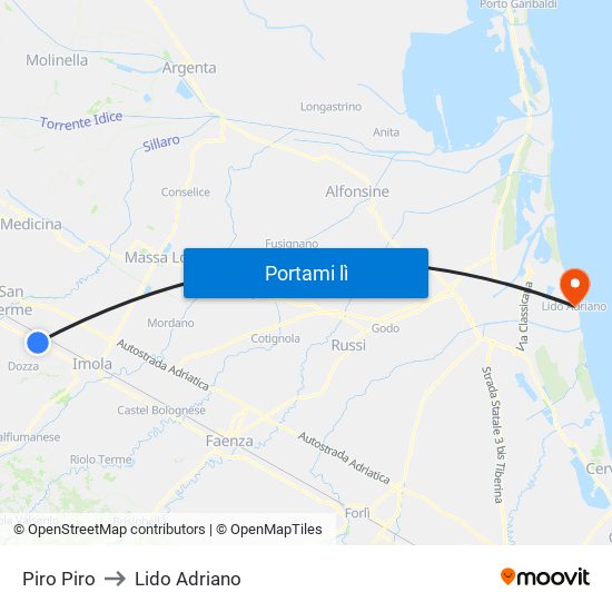 Piro Piro to Lido Adriano map