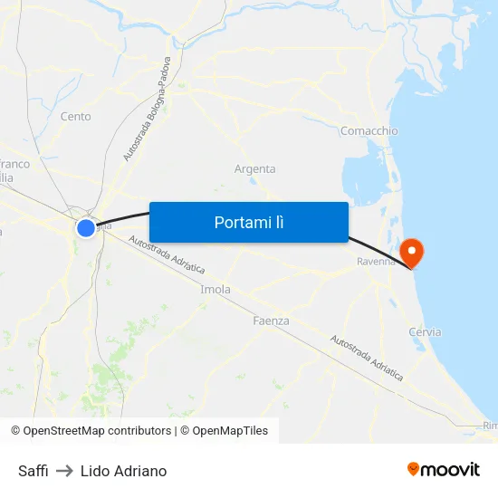 Saffi to Lido Adriano map