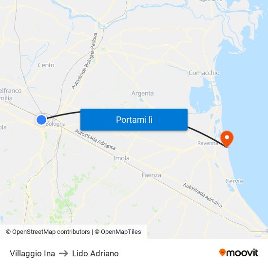 Villaggio Ina to Lido Adriano map