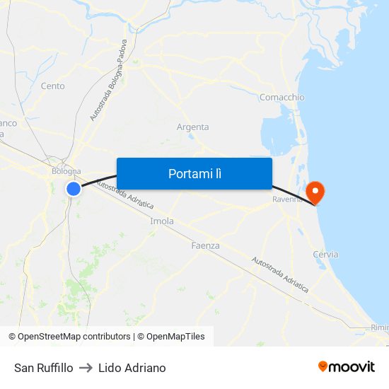 San Ruffillo to Lido Adriano map