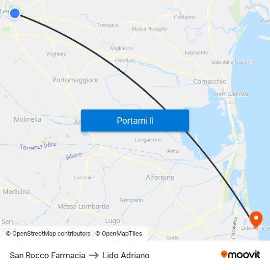 San Rocco Farmacia to Lido Adriano map