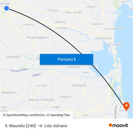 S. Maurelio [240] to Lido Adriano map