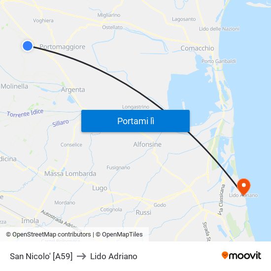 San Nicolo' [A59] to Lido Adriano map