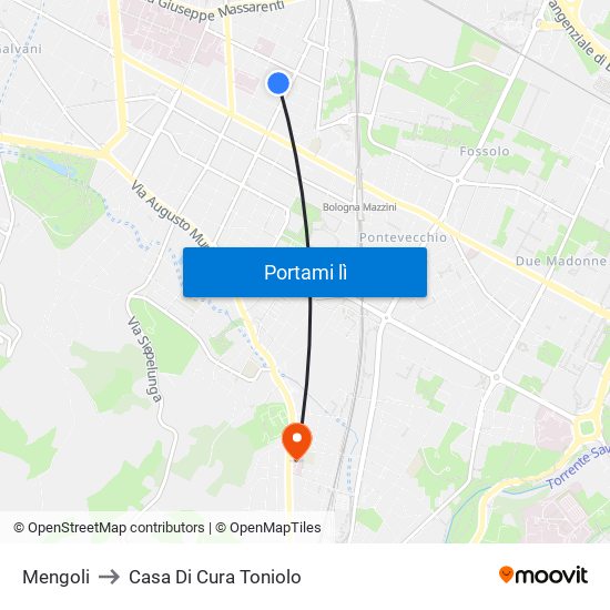 Mengoli to Casa Di Cura Toniolo map