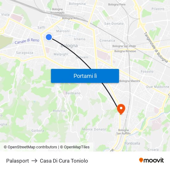 Palasport to Casa Di Cura Toniolo map