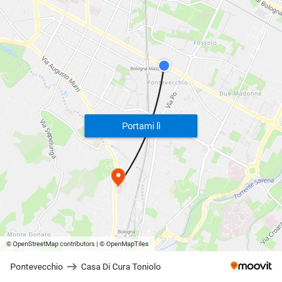 Pontevecchio to Casa Di Cura Toniolo map