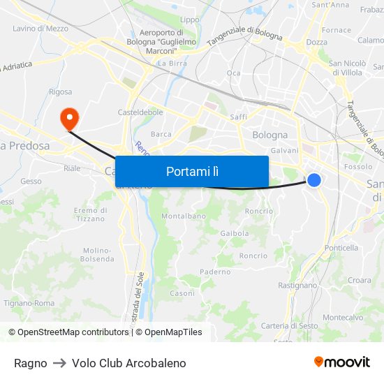 Ragno to Volo Club Arcobaleno map