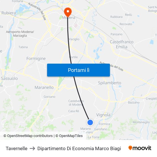 Tavernelle to Dipartimento Di Economia Marco Biagi map