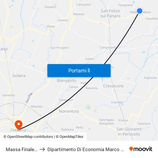 Massa Finalese to Dipartimento Di Economia Marco Biagi map