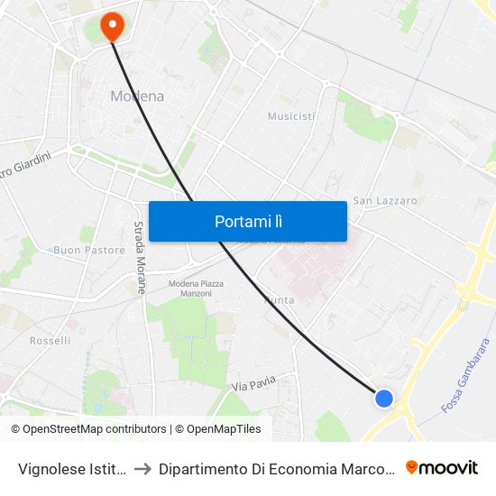 Vignolese Istituto to Dipartimento Di Economia Marco Biagi map