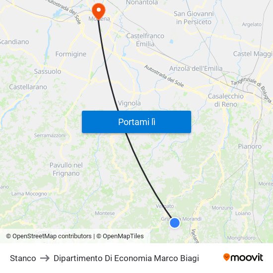 Stanco to Dipartimento Di Economia Marco Biagi map