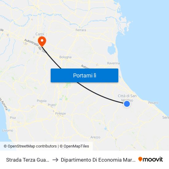 Strada Terza Gualdaria to Dipartimento Di Economia Marco Biagi map