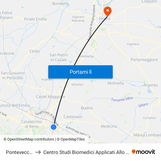 Pontevecchio to Centro Studi Biomedici Applicati Allo Sport map