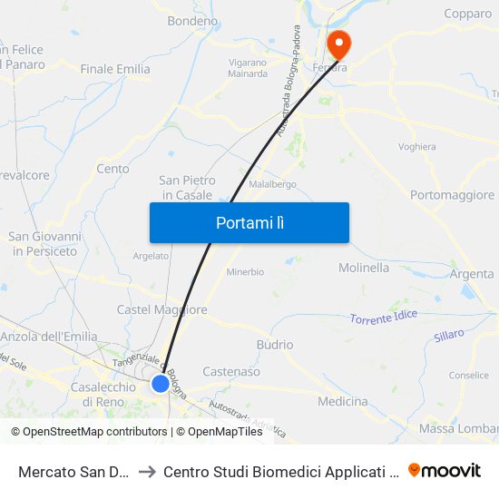 Mercato San Donato to Centro Studi Biomedici Applicati Allo Sport map