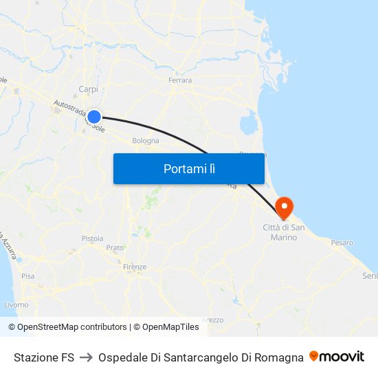 Stazione FS to Ospedale Di Santarcangelo Di Romagna map