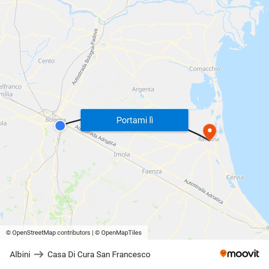 Albini to Casa Di Cura San Francesco map