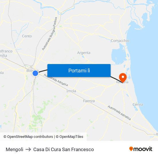 Mengoli to Casa Di Cura San Francesco map
