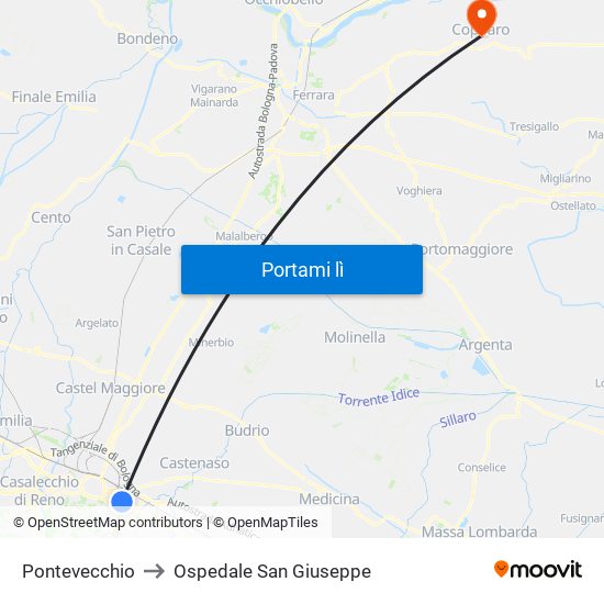 Pontevecchio to Ospedale San Giuseppe map