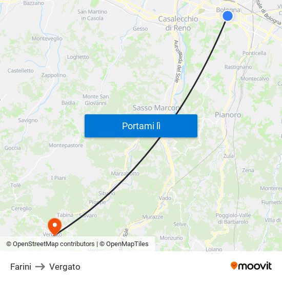 Farini to Vergato map