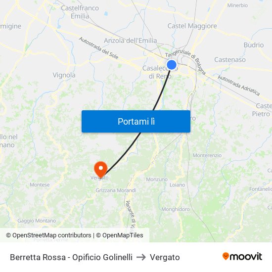 Berretta Rossa - Opificio Golinelli to Vergato map