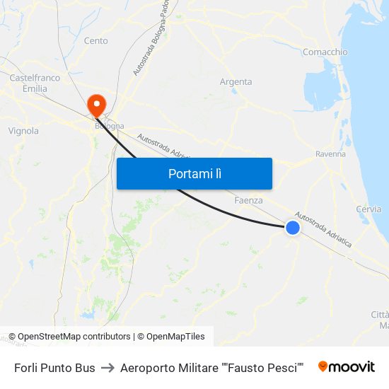 Forli Punto Bus to Aeroporto Militare ""Fausto Pesci"" map